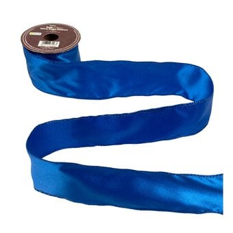 Royal Blue Wire Edge Satin Ribbon 63mm x 3m image number 2