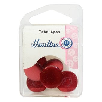 Hemline Red Basic Knitwear Button 6 Pack
