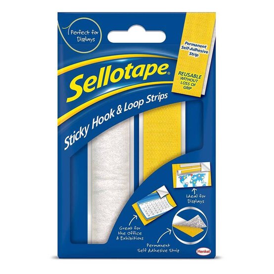 Sellotape Hook and Loop Strips 20 Pack image number 1