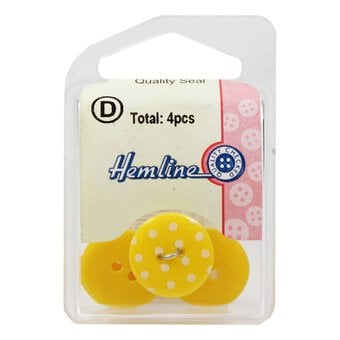 Hemline Yellow Novelty Spotty Button 4 Pack