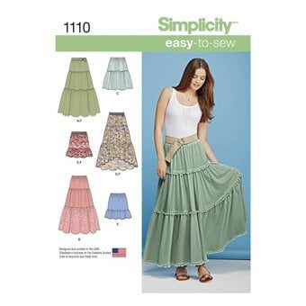 Simplicity Tiered Skirt Sewing Pattern 1110 (XXS-XXL)