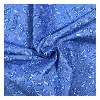 Grecian Blues Olive Garden Cotton Fabric by the Metre