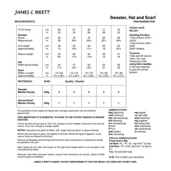 James C Brett Marble Chunky Jumper and Accessories Pattern JB800