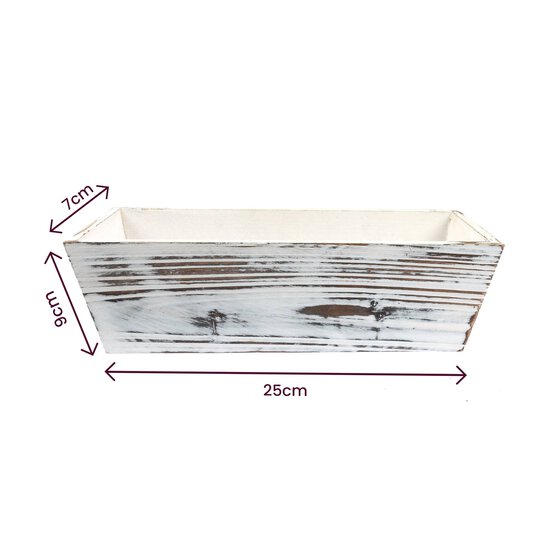 White Distressed Wooden Tray 25cm x 9cm x 7.5cm image number 4
