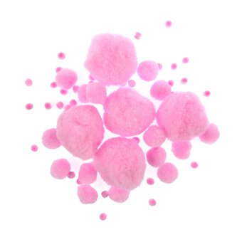 Pink Pom Poms 60 Pack 