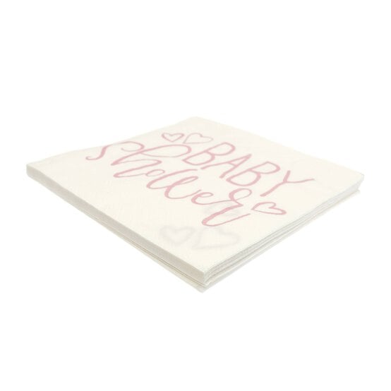 Pink Heart Baby Shower Napkins 16 Pack image number 3