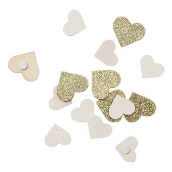 Gold Glitter Wooden Hearts 18 Pack