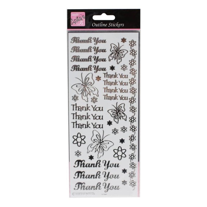 Anita's Silver Thank You Outline Stickers image number 1