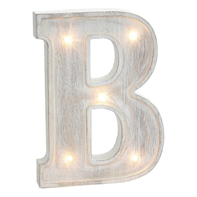 White Washed Wooden LED Letter B 21cm image number 1