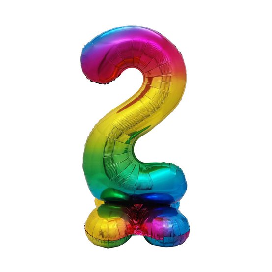 Standing Multicoloured Number 2 Balloon 90cm image number 1