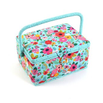 Teal Floral Garden Sewing Box