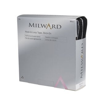 Milward Black Stick-On Hook and Loop Tape by the Metre