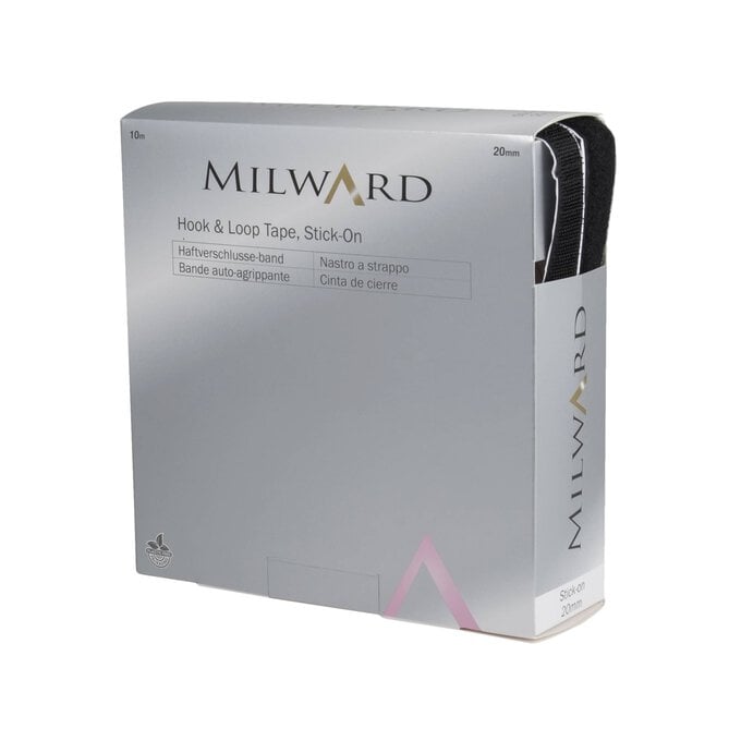 Milward Black Stick-On Hook and Loop Tape by the Metre image number 1
