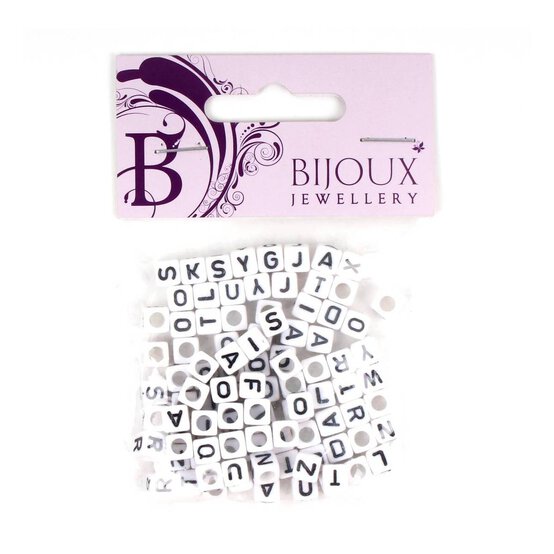 White Square Alphabet Beads 6mm image number 2