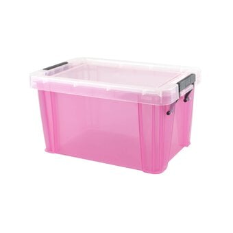 Whitefurze Allstore 1.7 Litre Transparent Pink Storage Box 1.7 Litre