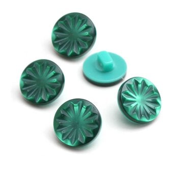 Hemline Emerald Round Shanked Buttons 15mm 5 Pack