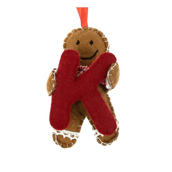 Hanging Gingerbread Felt Letter K Decoration image number 3