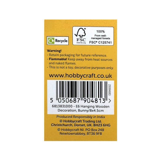 Hanging Wooden Enamel Bunny Decoration 8cm  image number 5