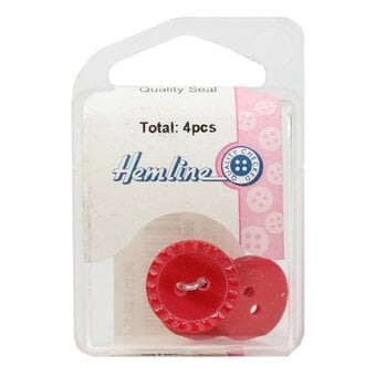 Hemline Red Basic Fancy Edge Button 4 Pack image number 2