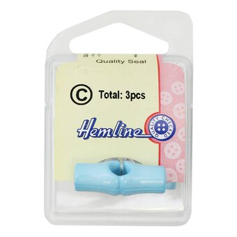 Hemline Blue Basic Toggle Button 3 Pack