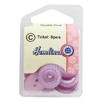 Hemline Lilac Spiral Edge Buttons 16.25mm 8 Pack image number 2