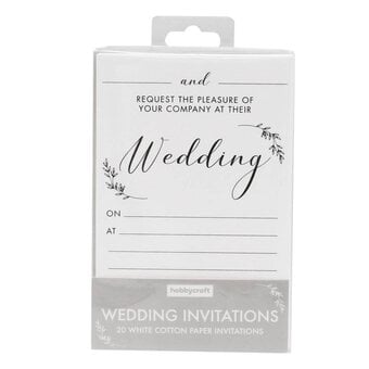 White Cotton Paper Wedding Invitations 20 Pack