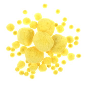 Yellow Pom Poms 60 Pack 