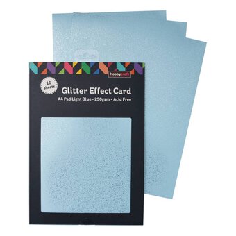 Light Blue Glitter Effect Card A4 16 Sheets