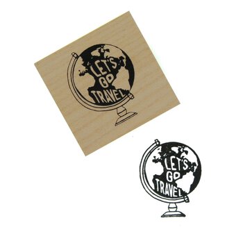 Globe Wooden Stamp 3.8cm x 3.8cm