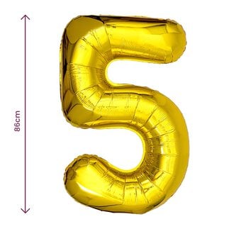 Extra Large Gold Foil Number 5 Balloon image number 2