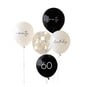 Ginger Ray Black and Champagne Gold 60th Birthday Party Balloons 5 Pack image number 1