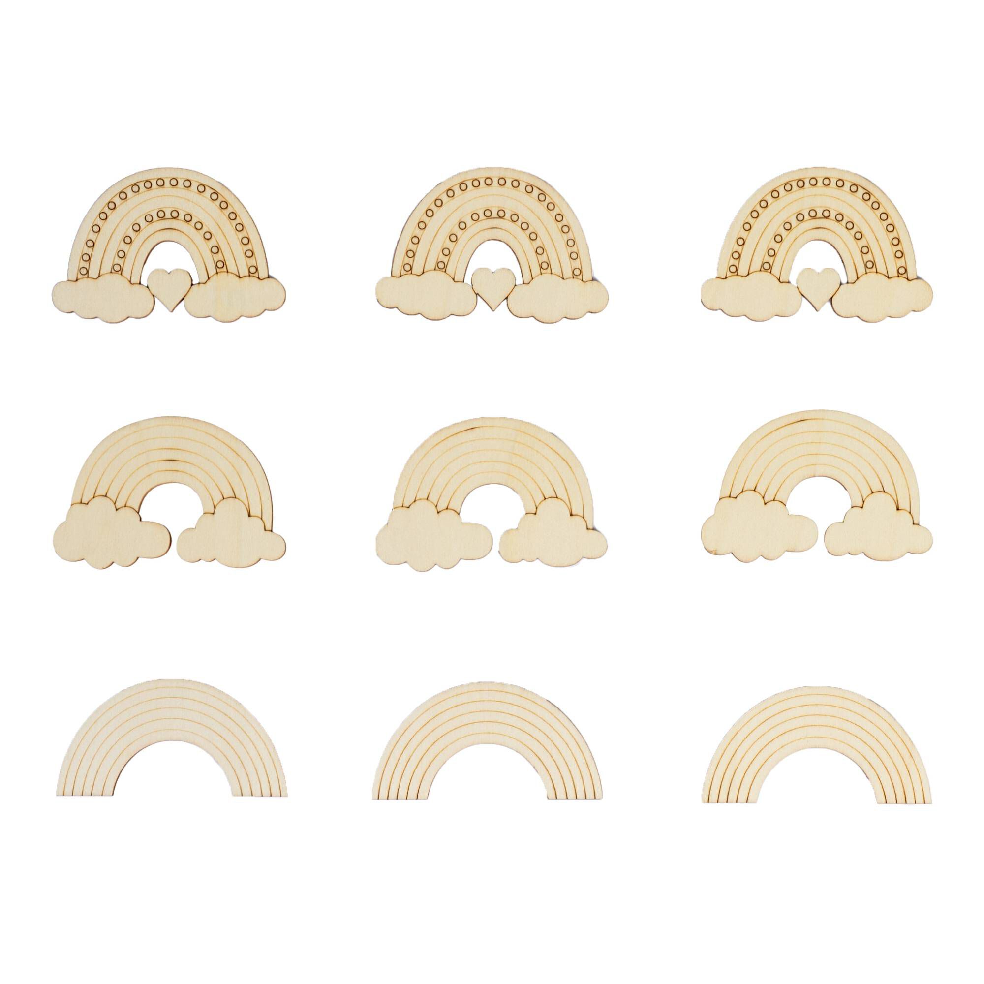 Decorate Your Own Rainbow Wooden Shapes 9 Pack | Hobbycraft