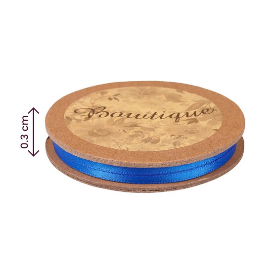 Royal Blue Double-Faced Satin Ribbon 3mm x 5m image number 4