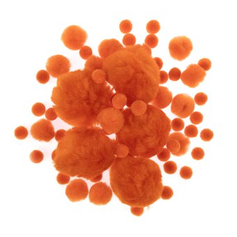 Orange Pom Poms 60 Pack 