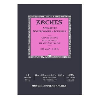 Arches Hot Pressed 300g Watercolour Paper A4 12 Sheets