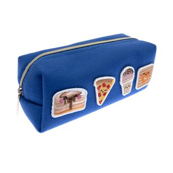 Kawaii Food Patch Blue Felt Pencil Case