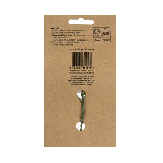 Handmade Blush Rose Wired Floral Picks 6 Pack  image number 6