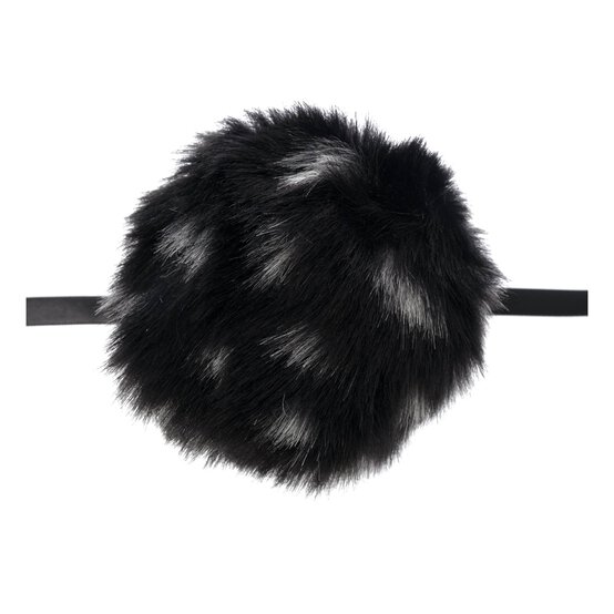 Black Faux Fur Pom Pom 11cm image number 1