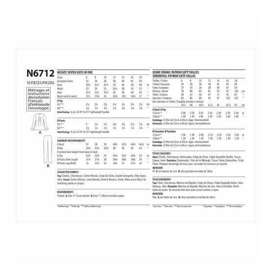 New Look Women's Top and Trousers Sewing Pattern 6712 (6-18) image number 6