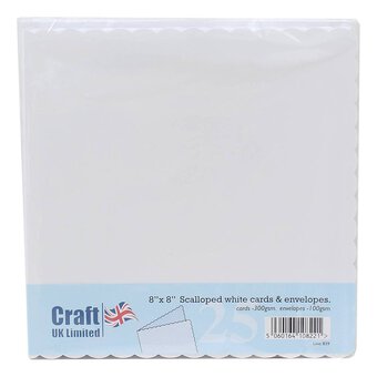 White Scalloped Edge Cards and Envelopes 7.9 x 7.9 Inches 25 Pack image number 2