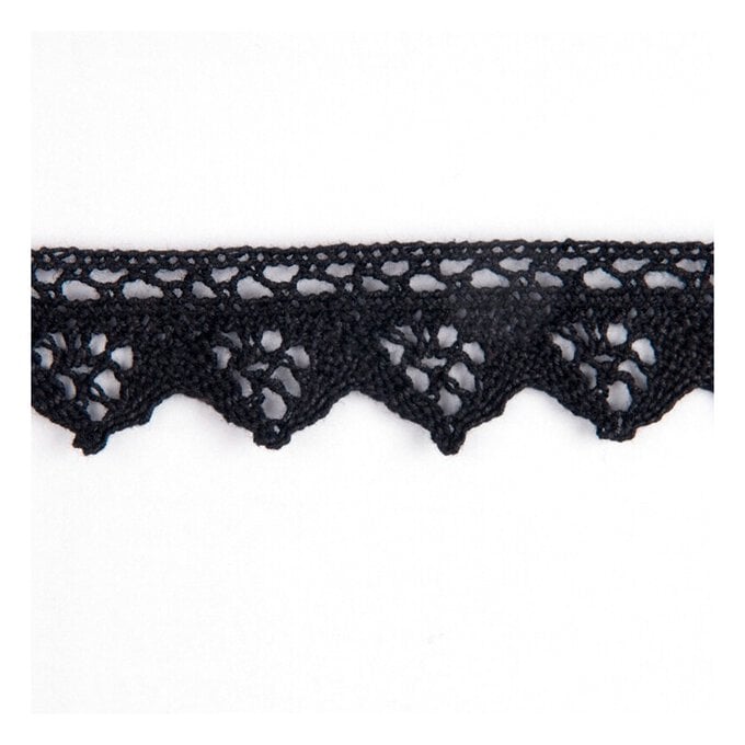 Black 30mm Cotton Lace Trim by the Metre image number 1