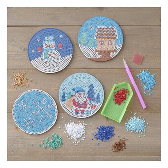 Christmas Gem Art Coaster Kit 4 Pack 