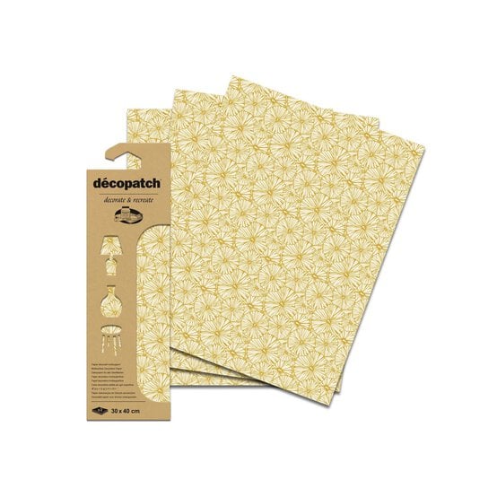Decopatch Gold Floral Foil Paper 3 Sheets image number 2