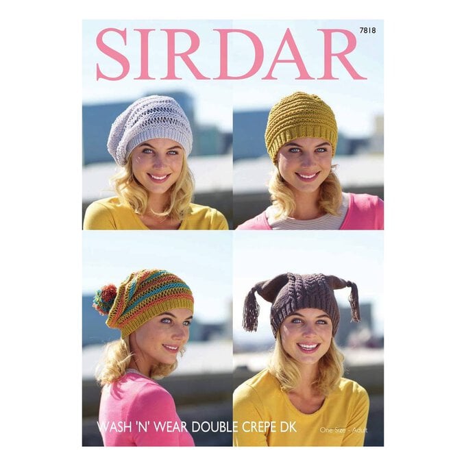 Sirdar Wash 'n' Wear Double Crepe DK Hats Digital Pattern 7818 image number 1