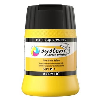 Daler-Rowney System3 Fluorescent Yellow Screen Printing Acrylic Ink 250ml