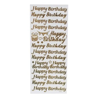 Anita's Gold Happy Birthday Outline Stickers