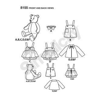 Simplicity Stuffed Bears Sewing Pattern 8155