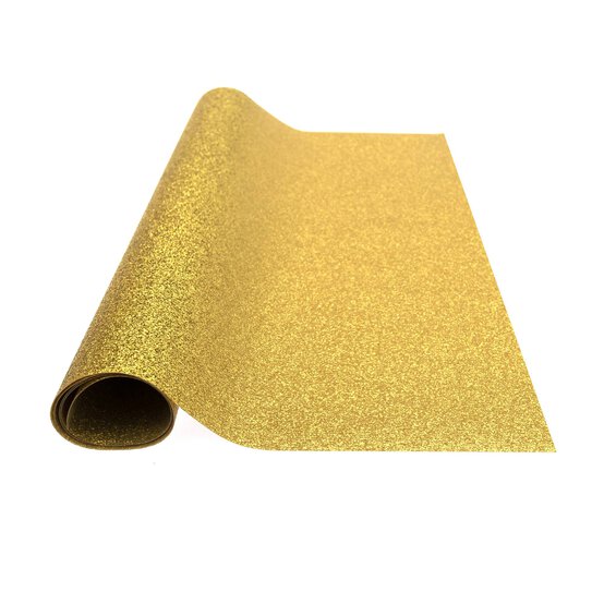Gold Glitter Iron-On Vinyl 12 x 24 Inches image number 2