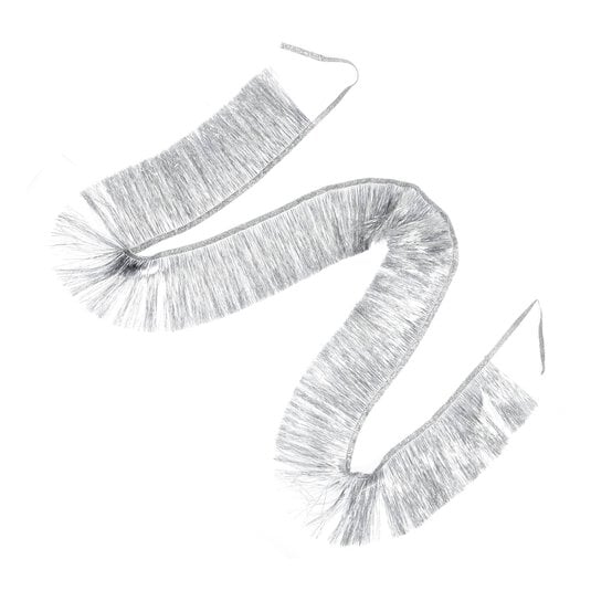 Create & Celebrate Silver Foil Tassel Fringe Garland 1.6m image number 3