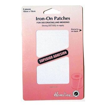 Hemline White Iron On Patches 2 Pack